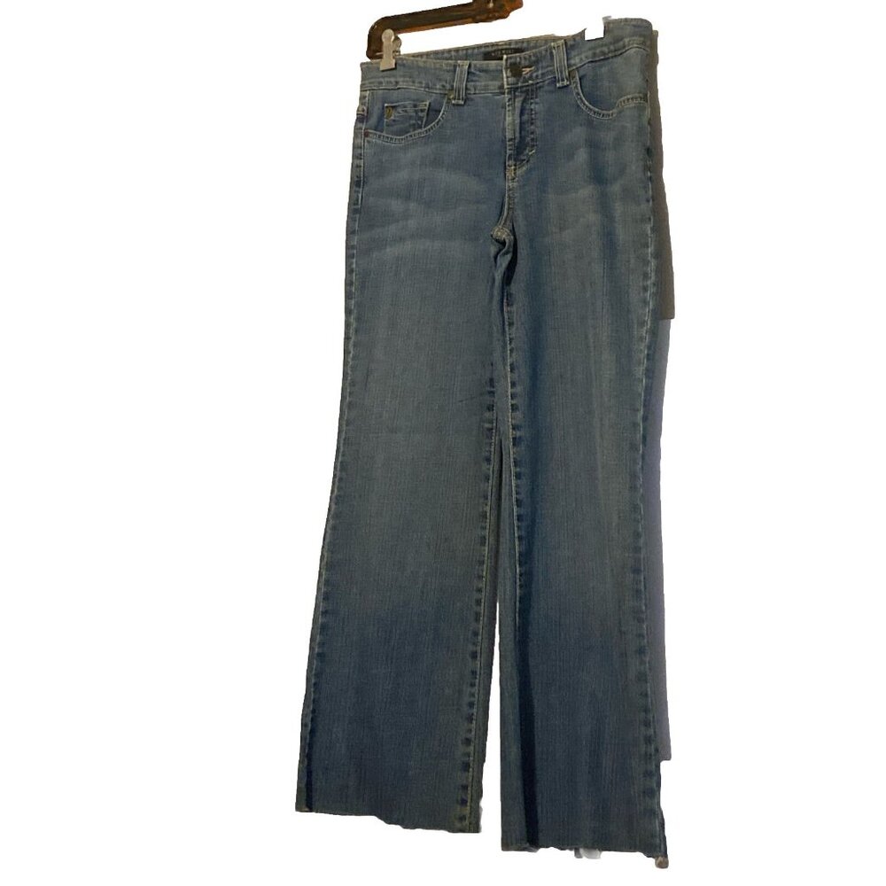 Nine West Straight Jeans 6 Women’s Frayed  At Bottom Wide Leg Distressed